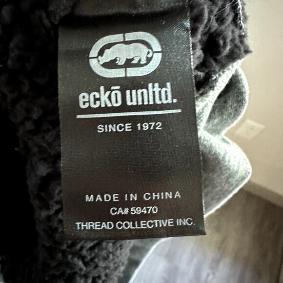 Ecko Unltd Men’s Graphic Zip Hoodie Sherpa Lined Jacket XL Streetwear Black Red - Picture 6 of 9